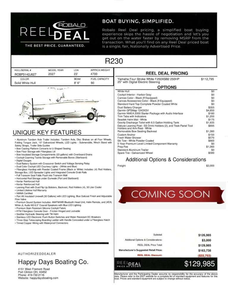 2027 Robalo R230 Center Console