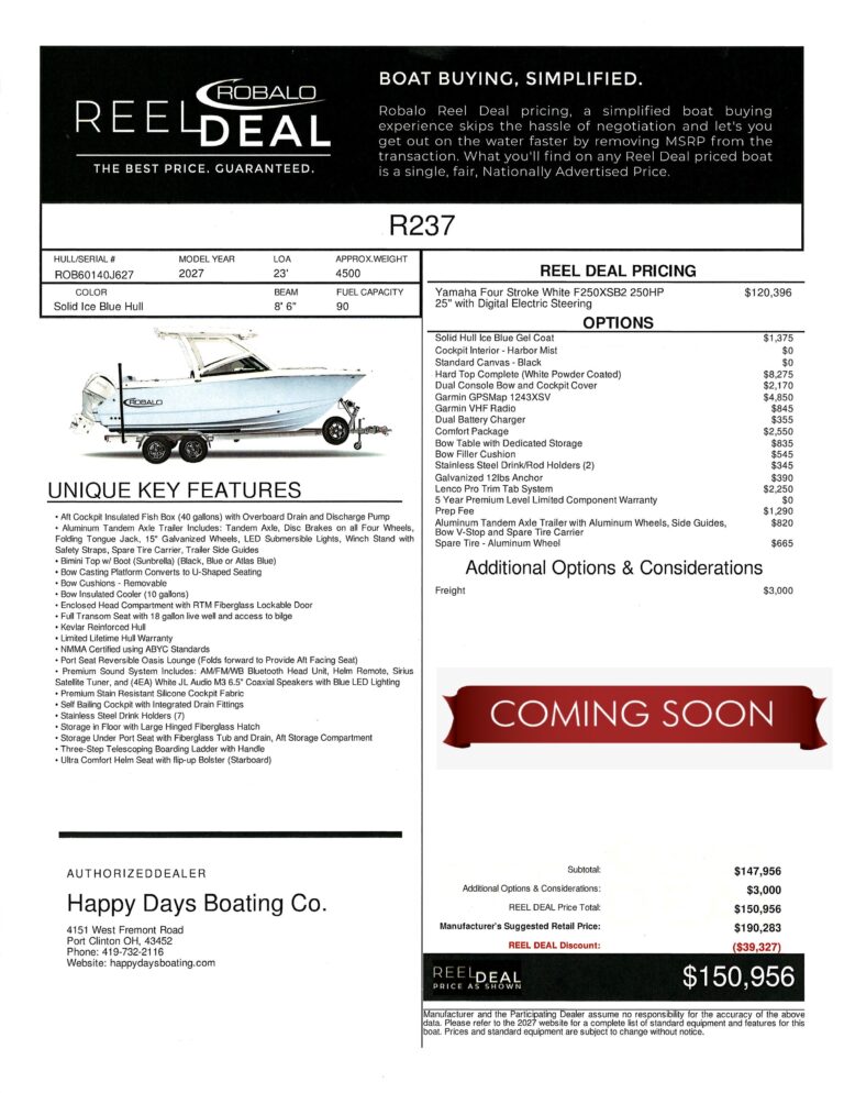 2027 Robalo R237 Dual Console